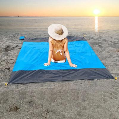 Manta de playa de bolsillo impermeable de 2 x 2,1 m, plegable, para acampar, portátil y ligera, para pícnic al aire libre, toalla de playa y arena.
