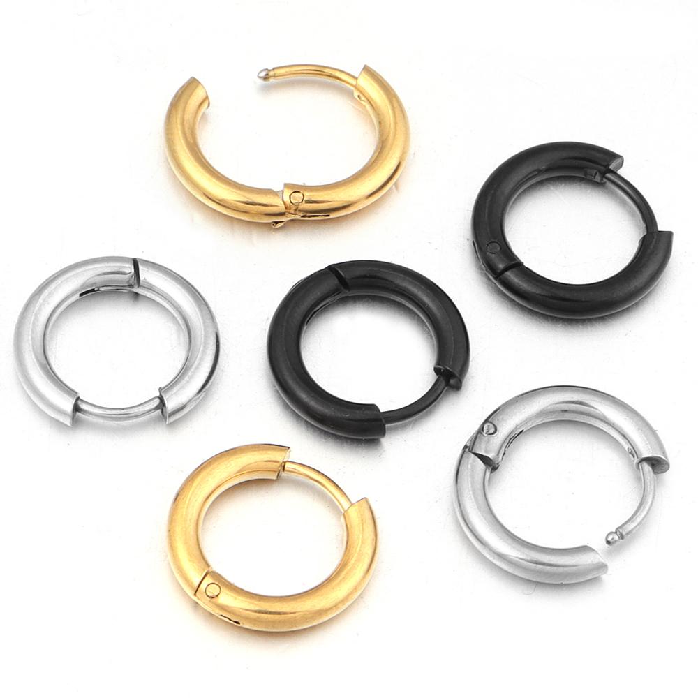 2pcs Stainless Steel Circle Hoop Earrings 10mm Simple Metal Round Earrings For Women Girls Piercing Jewelry Making Accessories