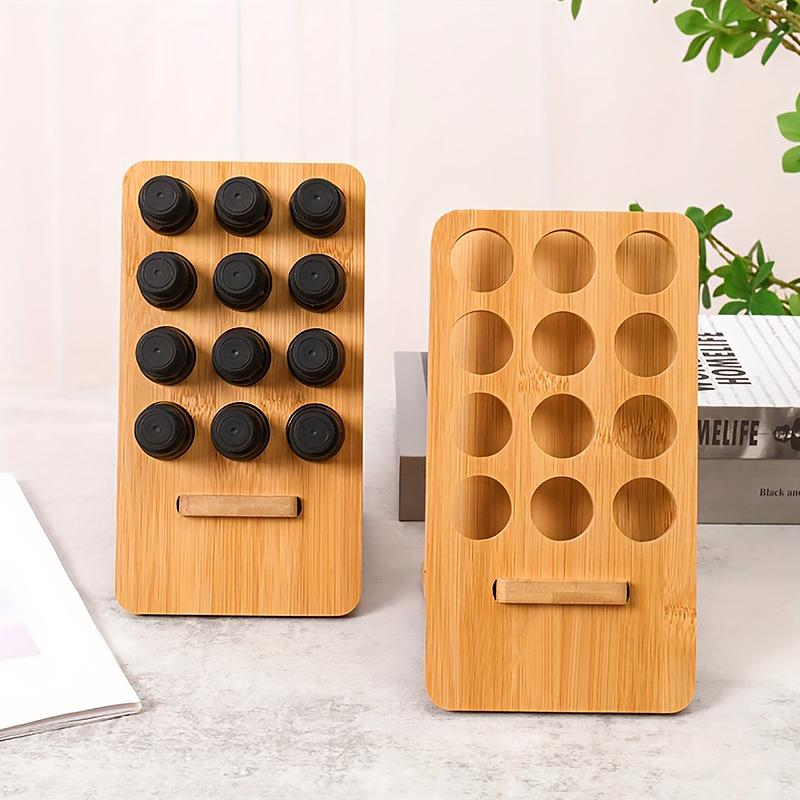1pc Essential Oil Display Rack  Dispensing Bottles 12 Squares Display Case Organizer Desktop  Shelf