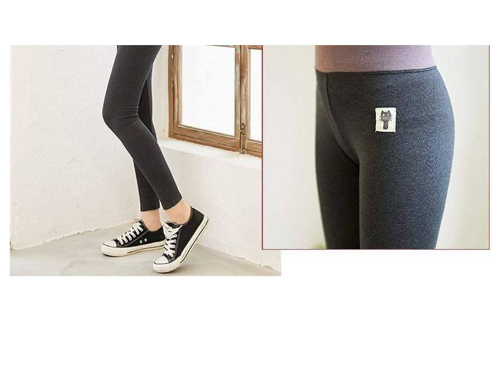 Women's High-Waisted Fleece-Lined Cotton Leggings, Slimming & Warm for Outdoor Wear, Perfect for Autumn & Winter.