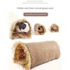 Small Animal Play Tunnel with Natural Grass Filling Breathable Cotton Linen Hideouts for Rabbit Exploration Shelter Place