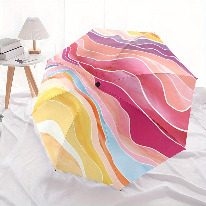 

1pc Abstract Waves Automatic Open 8-Rib Windproof Umbrella, Travel & Commuting, Suitable for All Seasons