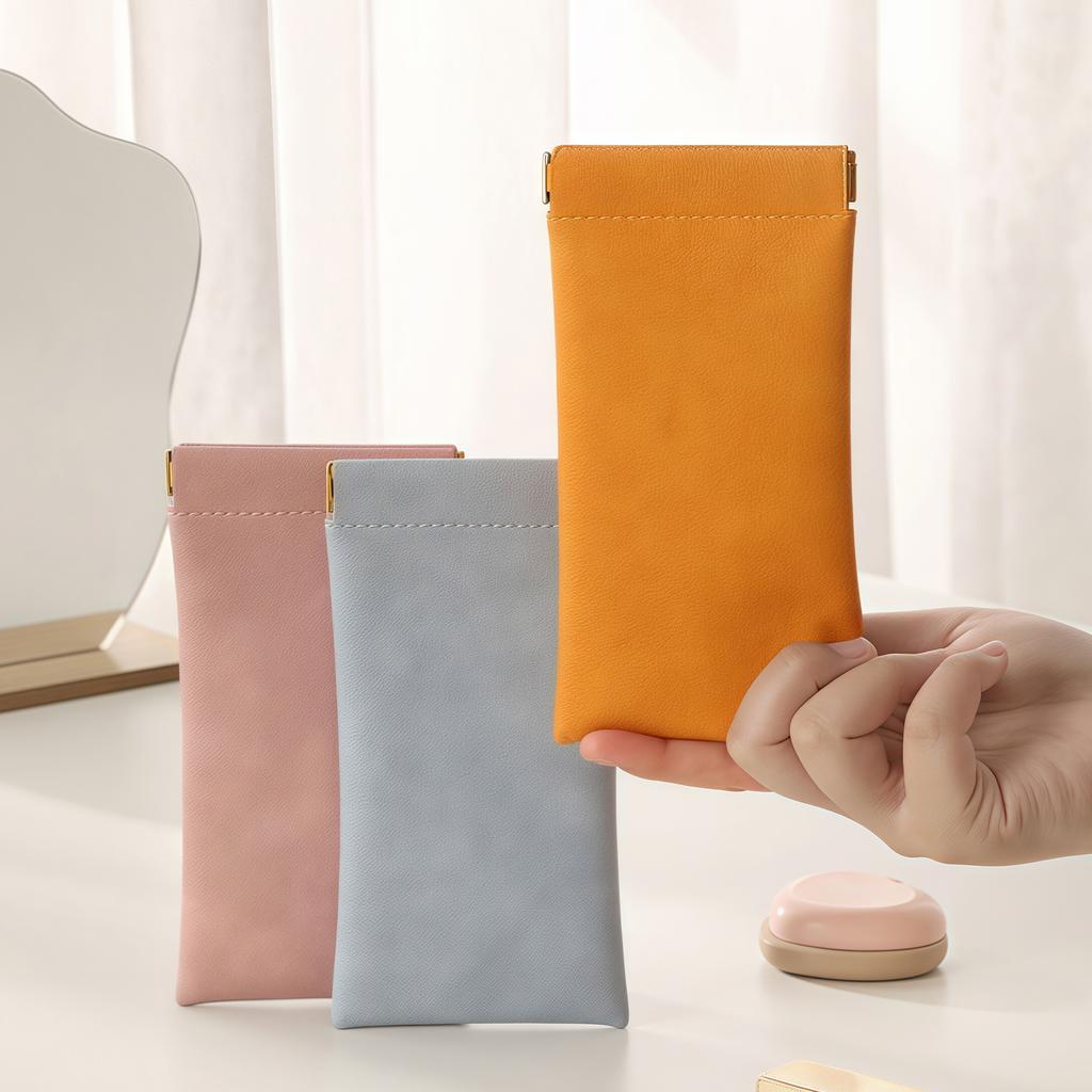 Sunglasseses Case PU Carrying Case Glasses Holder Reading Glasses Case For Women Easy Opening Lip Pouch