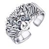 Adjustable Open Ring Men Women Sterling Retro Mythical Beast Design Geometric Statement