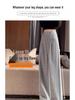 Petite Gray Wide Leg High Waist Pants for Women - Spring/Autumn