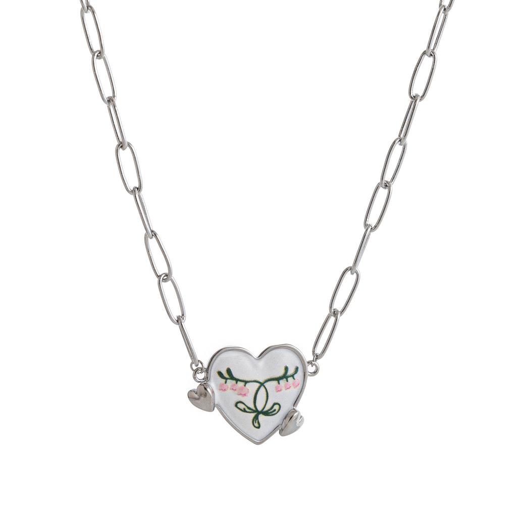 Retro Necklace With One Arrow Through The Heart Personality Pattern Paper Clip Chain 18K Color Retention