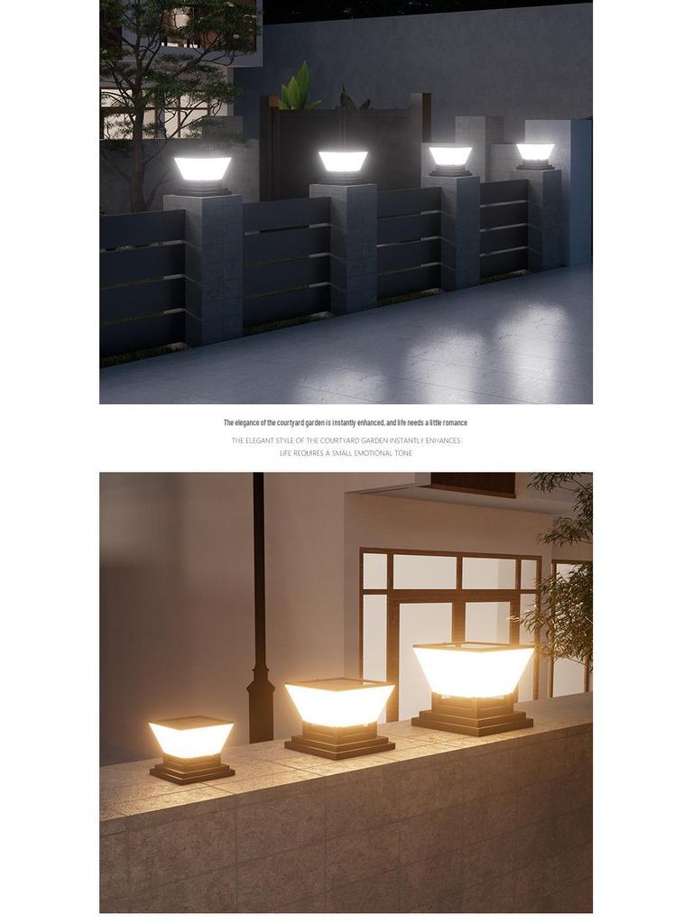 Luzes Solares Modernas para Poste de Jardim - Lâmpadas de Pilar Externas à Prova de Chuva para Vila, Cerca, Pátio ou Entradas de Portão