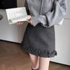 Women's High-Waisted Ruffled Wool A-Line Skort - 2025 Autumn/Winter Collection