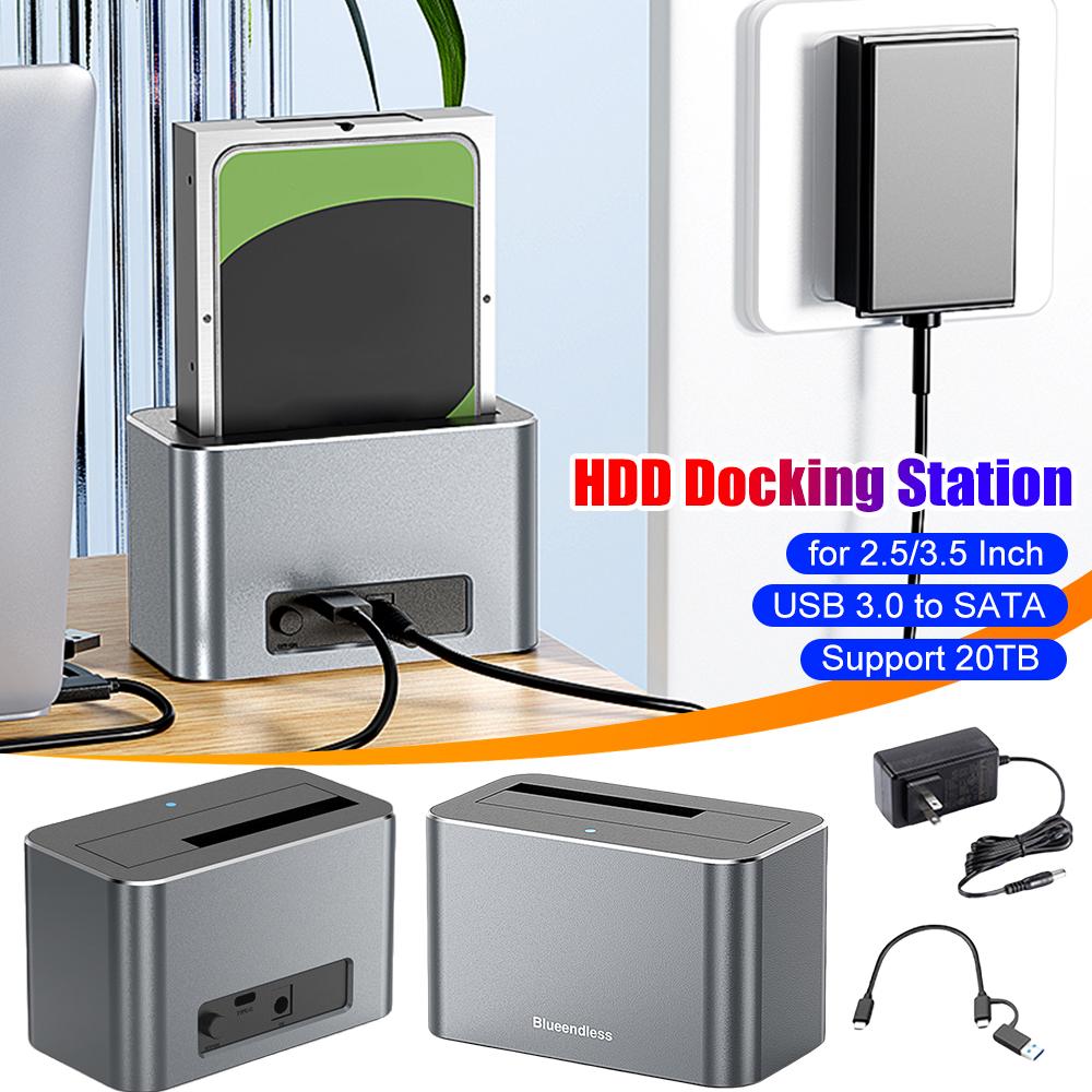 Hard Drive Dock SAS To USB 3.0 Adapter 5Gbps SAS/SATA Hard Drive Enclosure Support Up To 20TB for 2.5/3.5 in SATA/SAS HDD SSD