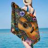 Neon Guitar Melody Beach Towel, Super Soft Microfiber, Gift for Her/Him, Birthday, for Pool, Beach, Travel, Home Decor Fan Gifts
