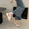 Retro Non-slip Flat Bottom One-word Flower Women's Shoes To Wear 2025 New Summer Fashion Casual Sandals