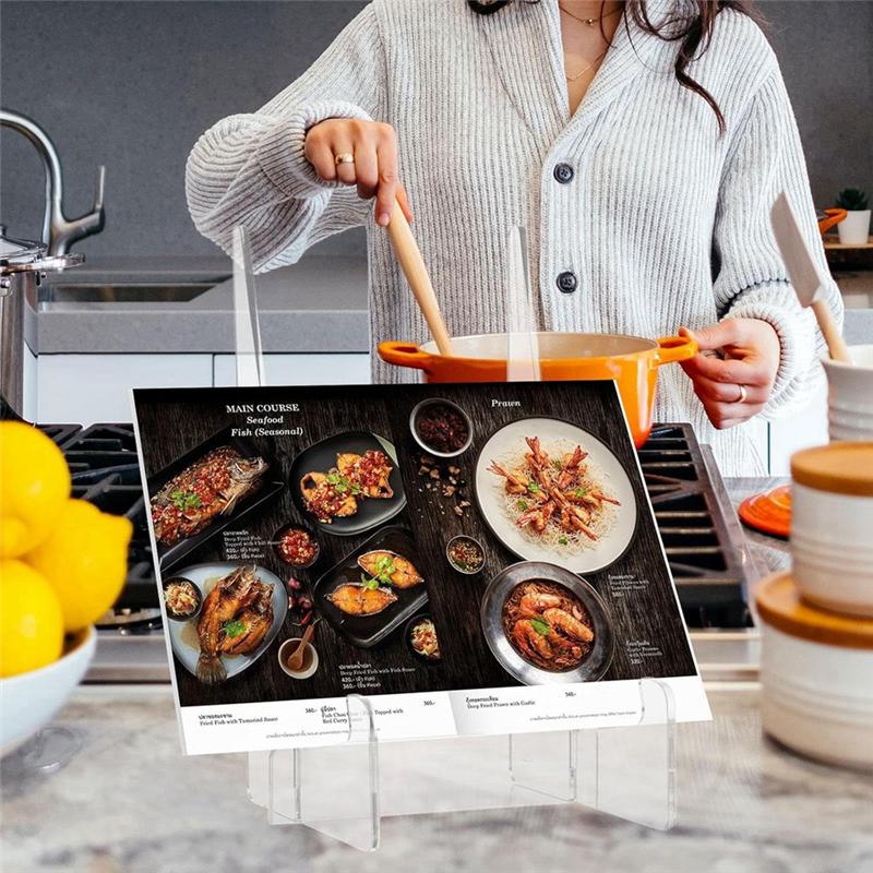 Practical-Acrylic Cookbook Holder Recipe Book Holder Recipe Holder Recipe Book Display Rack For Kitchen Counter NONE
