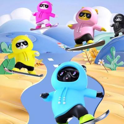 Cartoon Skateboarding Bear Funny Skateboards Bear Toy Center Console Sliding Figurine Ornament Present for Car Interior