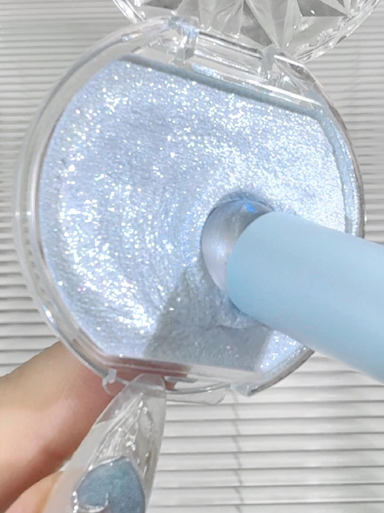 Galaxy Sapphire Highlighter Diamond Sparkle Cream for Eye & Face Glow Long Lasting & Blendable Highlight Cream Makeup Icy Blue 4.8g