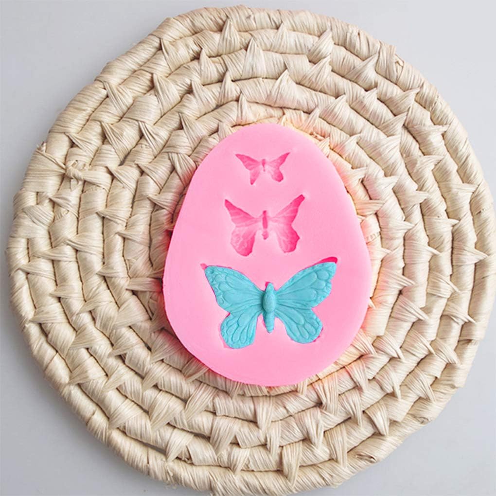 Rolin Roly 3PCS Butterfly Fondant Silicone mold Butterflies Cake Molds 3D Animal Candy Mould 3 Cavities DIY Decorating Desserts Mould for Jelly