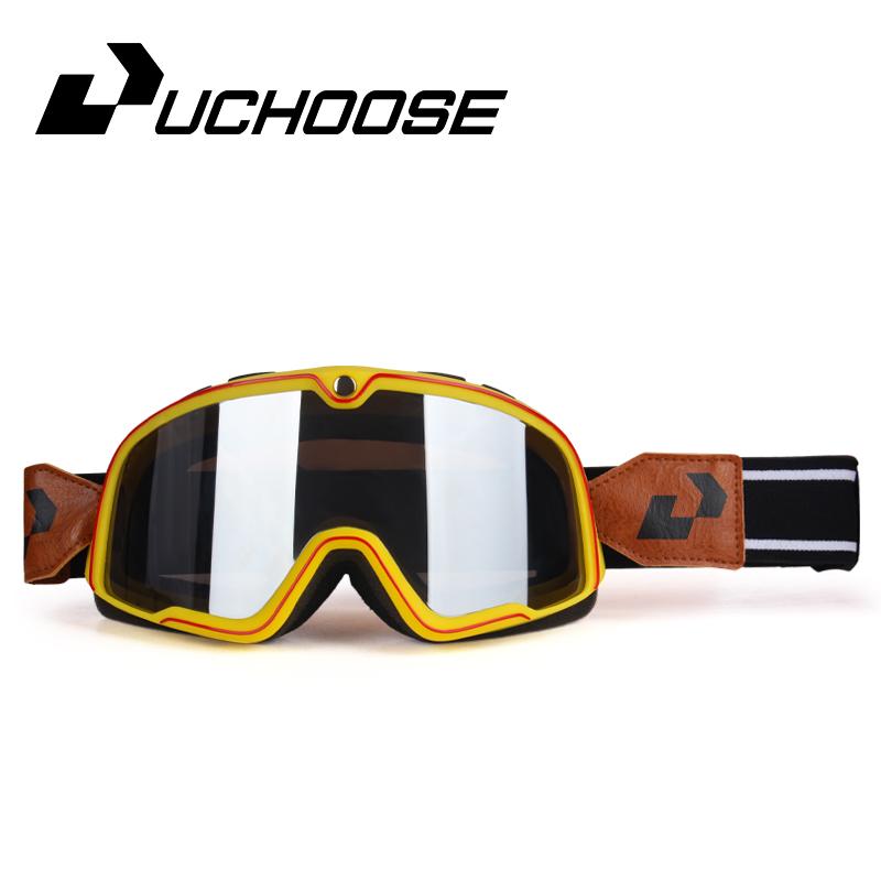 Vintage Fahrbrille Skibrille Sonnenbrille ATV-Brille Rutschfestes Band Anti-UV Cafe Racer Chopper Radfahren Rennen Kostenloser Versand