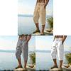Pantaloni Cargo Casual da Uomo in Cotone e Lino con Tasche Multiple per la Moda Primavera Estate