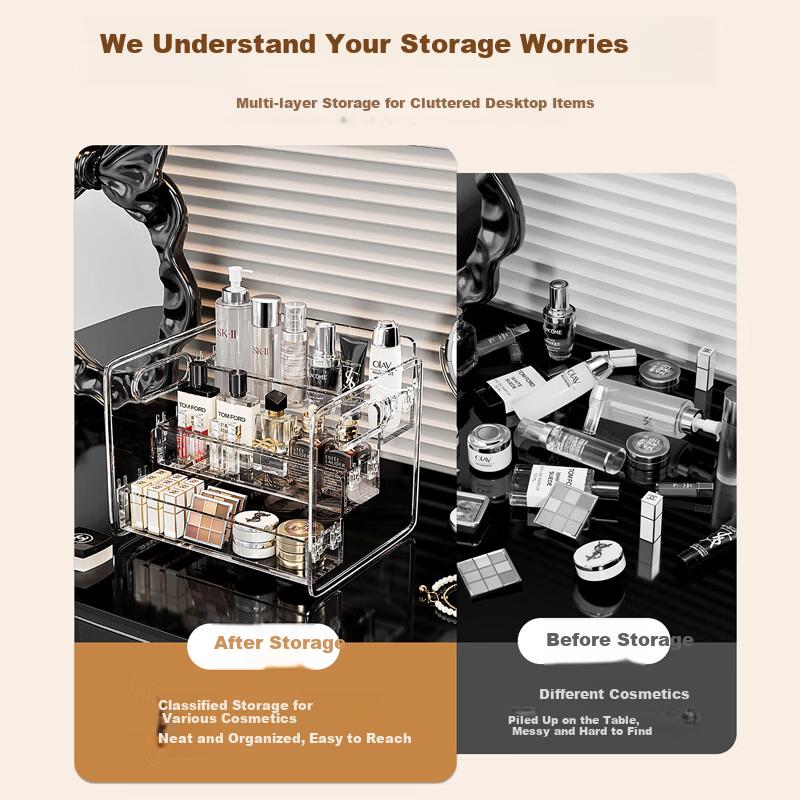 Bingyou Transparent Acrylic Cosmetic Storage Box Desktop Makeup Organizer Staircase Perfume Rack