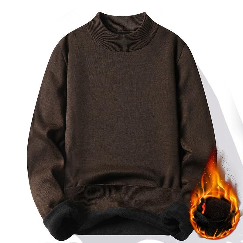 Autumn and Winter Men's Thick Half High Neck Velvet Sweater Solid Color Middle Neck Knitted Sweater Trendy Korean Version Men's Primer