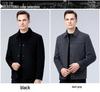 Men's Double-Sided Wool Jacket with Detachable Down Liner - Winter Business Casual for Middle-Aged Men