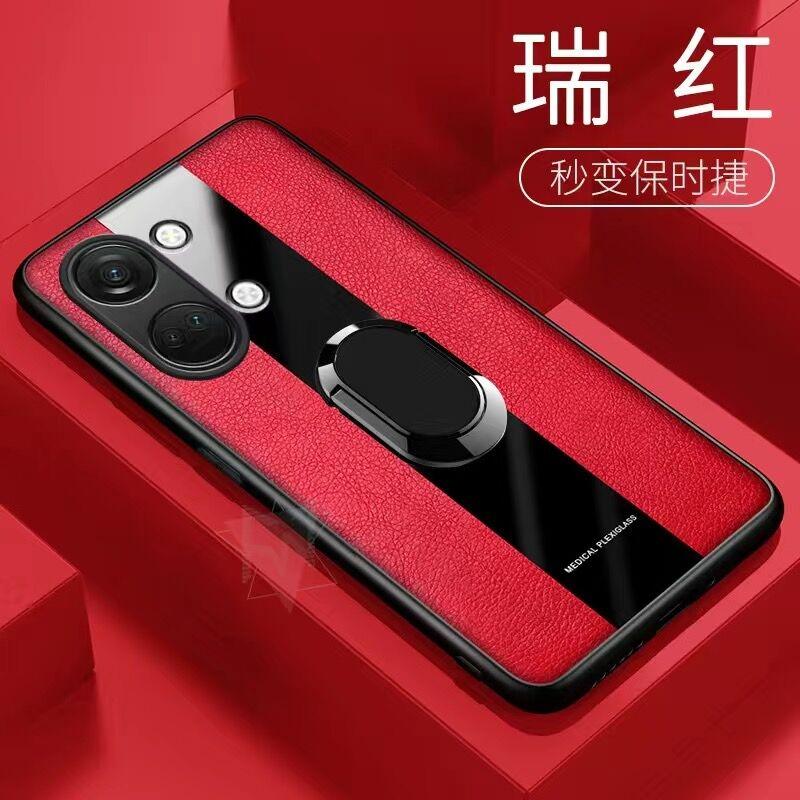 Custodia per Telefono con Anello Magnetico Per OnePlus Nord 3 5G Copertura in Pelle di Lusso Per One Plus Nord3 Elegante Capa Paraurti in Silicone Antiurto