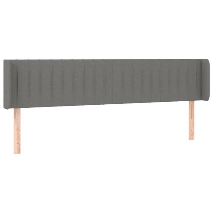 VidaXL Tête de lit avec oreilles Gris foncé 163x16x78-88 cm Tissu3119013