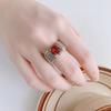 Jewelry Copper Bottom Gold-Plated Simulation Red Corundum Retro Row Ring Female 8 * 8