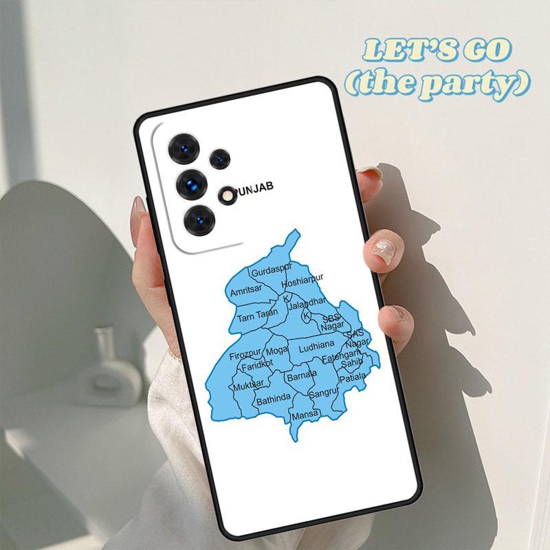 Punjab Map Outline phone case For Samsung Galaxy A42 A31 A40 A51 A71 A32 A80 A91 A52 A72 A73 A20e A21S A50 A70 A11 A12 Cover