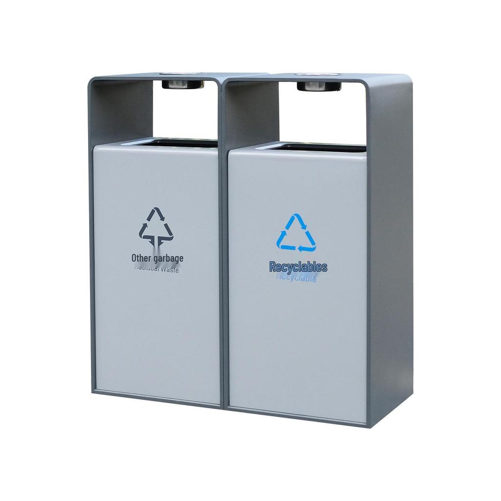 Stainless Steel Outdoor Park & Community Sorting Trash Can