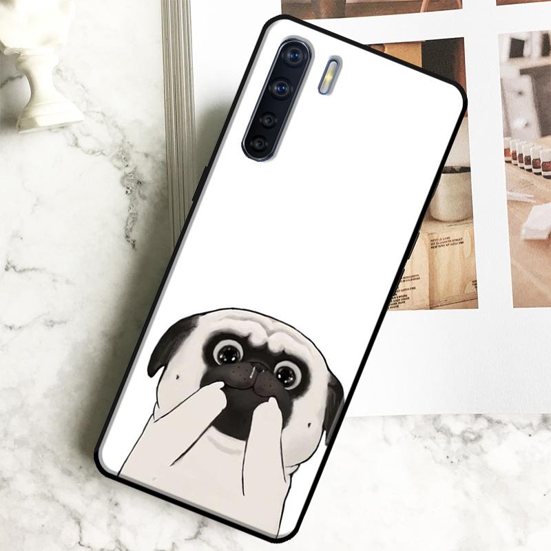 Pug Dog Funny Cartoon Case For Oppo A18 A38 A58 A78 A98 A40 A60 A80 A16 A76 A96 A15 A17 A77 A74 A94 A54 A57S Cover
