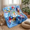 Couverture sur le thème de Manchester City Couverture douce en flanelle Couverture jetée pelucheuse Couverture douillette pour canapé et lit pour la décoration de la maison
