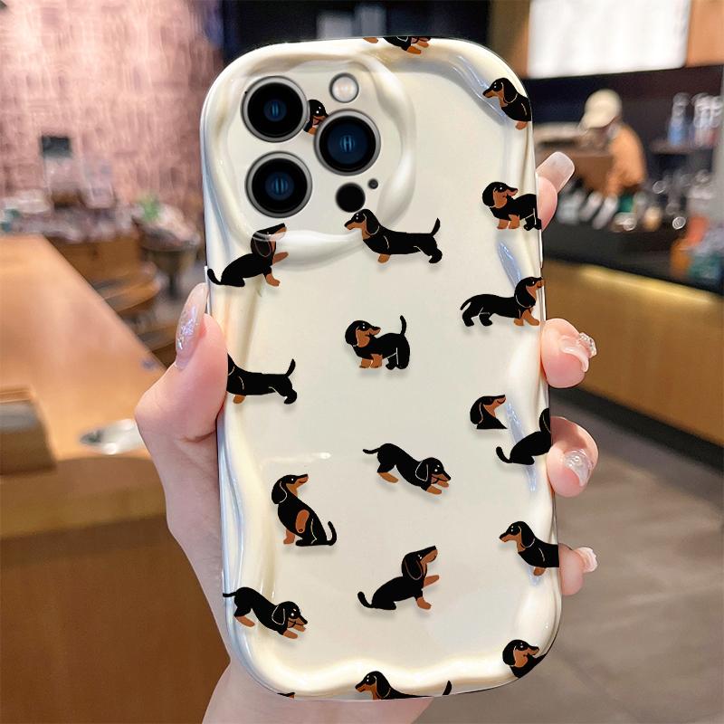 Trendy Simple Dachshund Puppy Case for iPhone 17 16 E 15 14 13 12 Mini 11 Pro Max 8 7 Plus Soft Silicone Washable Covers Funda