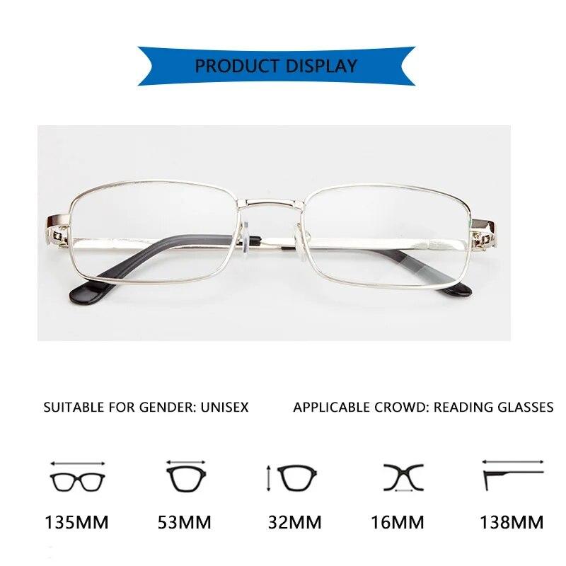 Vintage Metal Square Reading Glasses Men Women Presbyopic Anti Scratch Diopter Eyewear 0 +1 0 To +4 0 Prescription