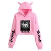 Women's Cat Ear Hoodie with Berserk Print - Cropped Style