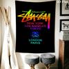 City List Text Tapestry, Black Background Street Brand Logo No.4 Wall Hanging Decor