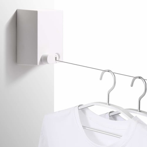 Corda de Varal Retrátil para Interior Homeme, Capacidade de Peso 20kg, Montagem na Parede, 4,2m de Comprimento, Flexível, Recuperação Lenta, Corda de Varal Oculta, Aço Inoxidável SUS304