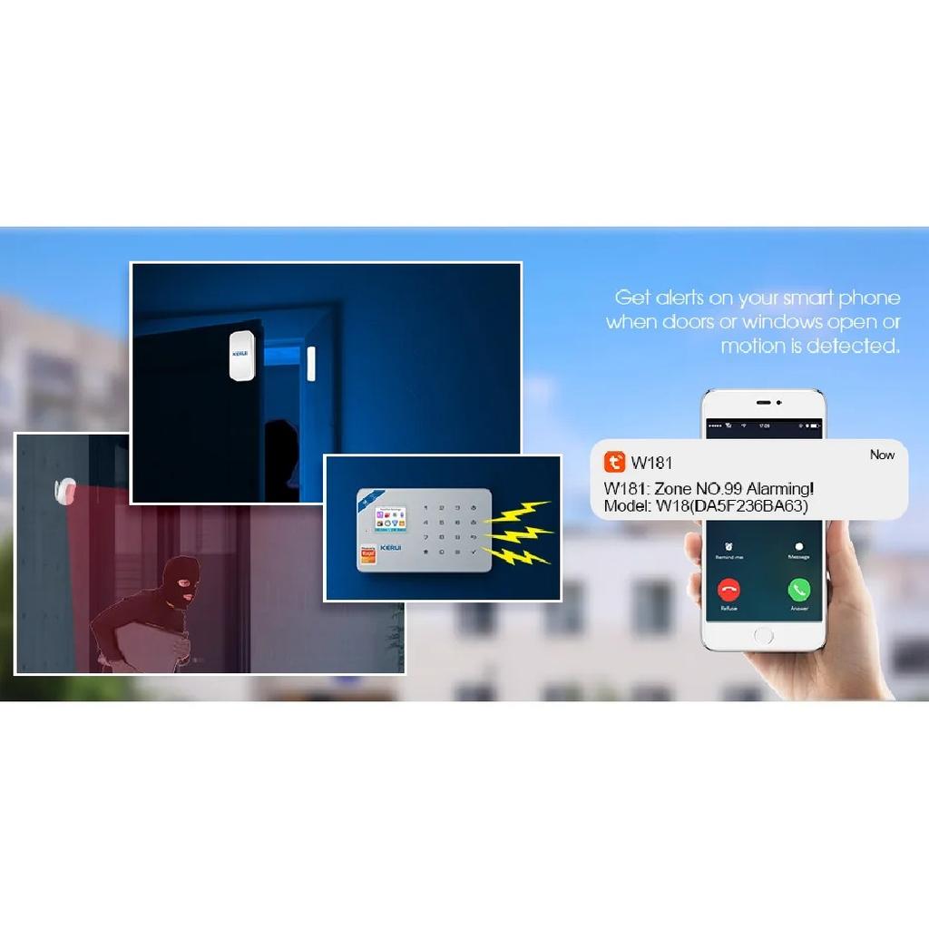 KERUI W181 Alarm System Panel WIFI GSM Alarm for Home Wireless Support Alexa Tuya Smart APP Control with Motion Sensor Siren