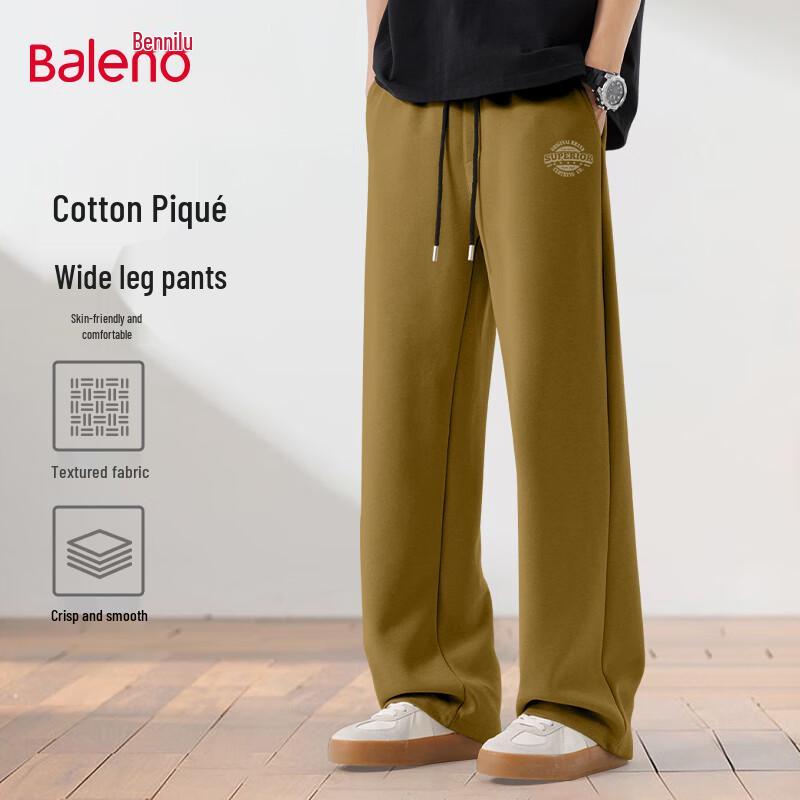 Baleno Men's Pique Cotton Wide Leg Straight Pants