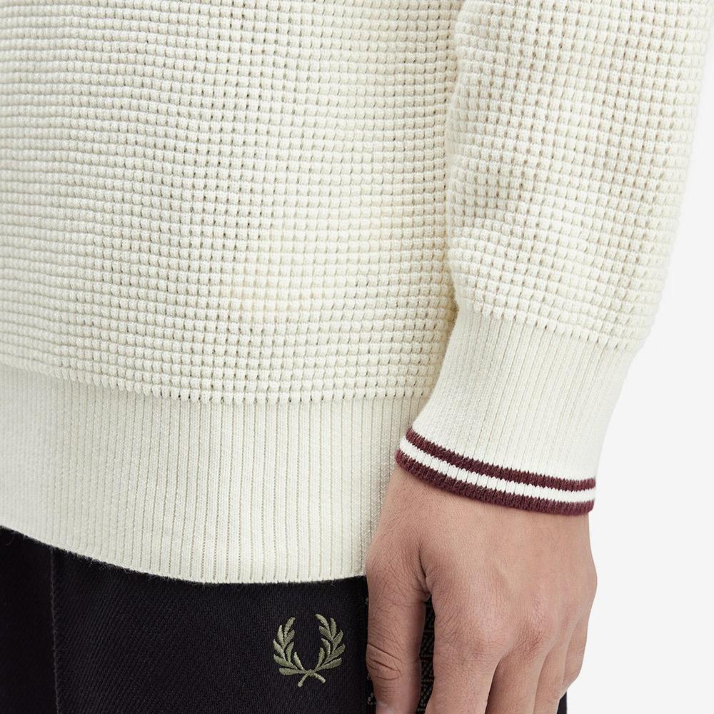 FRED PERRY [Sharp] Waffle Stitch Knit - Ecru Afpm2536507-560