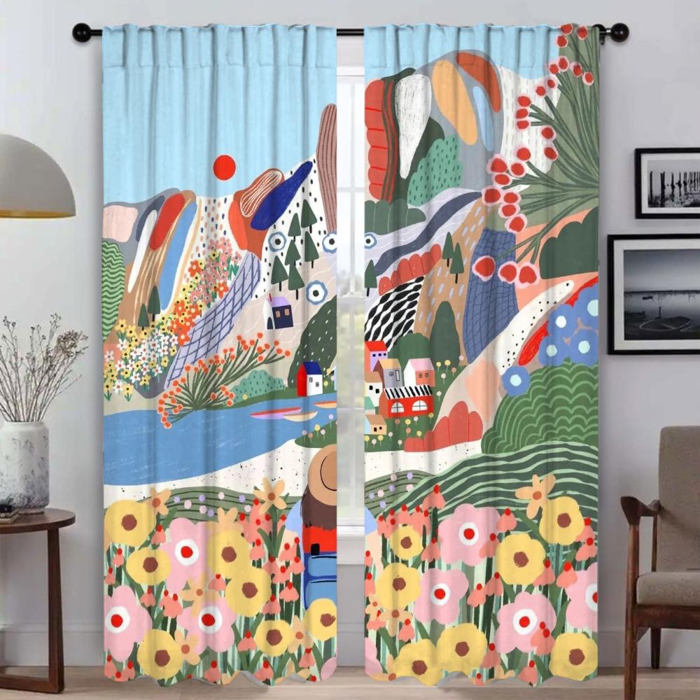 

Оконная штора для комнаты 2 панели итальянское искусство затемняющие шторы тюль для спальни украшения на Хэллоуин оттенки разделение гостиная W50xH70cmx2pcs-CL