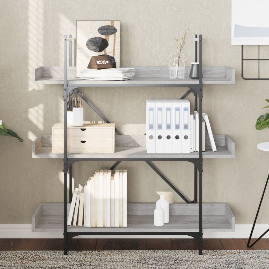 Vidaxl 3-Tier Bookshelf, Sonoma Grey Oak, 100X33X108.5 Cm