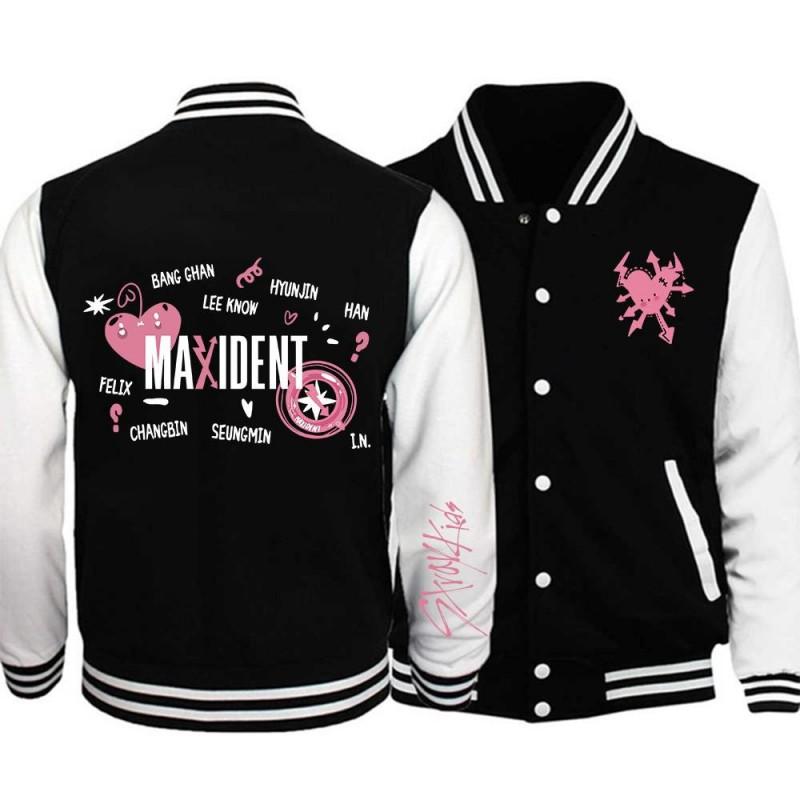 Womens Casual Baseball Jacket Long Sleeve Loose Fit Stand Collar Regular Thickness Trendy Streetwear Students