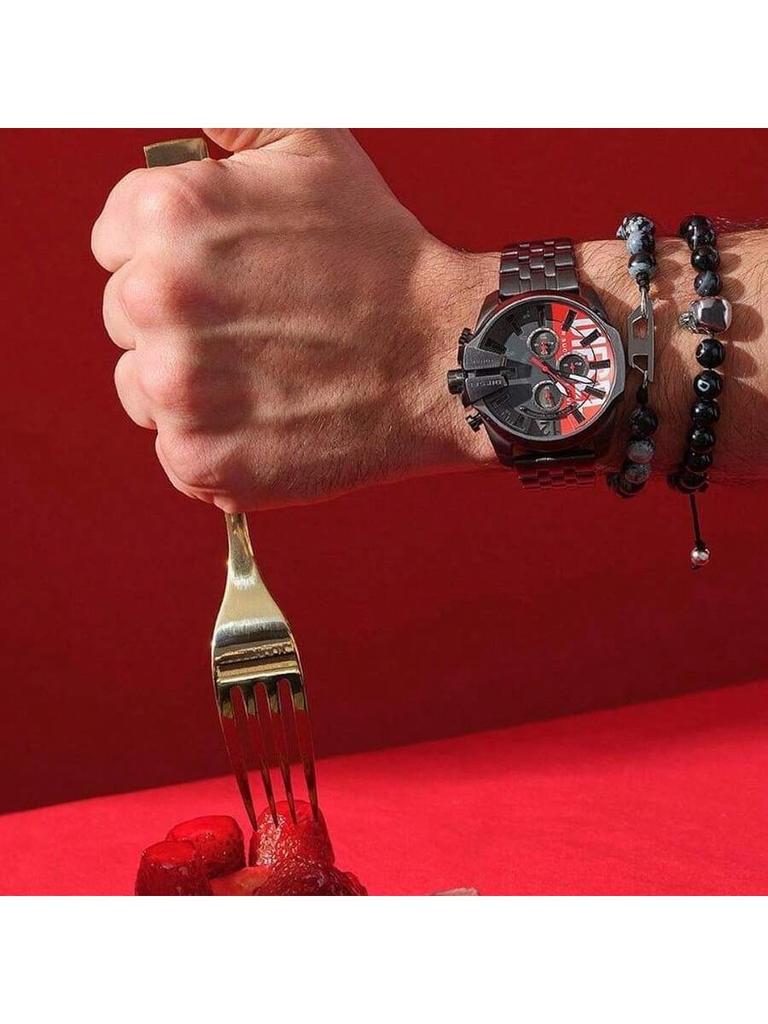 Diesel Herren Quarz Chronograph Uhr, 51mm Zifferblatt, Edelstahlarmband, Geeignet für formelle Anlässe DZ4600