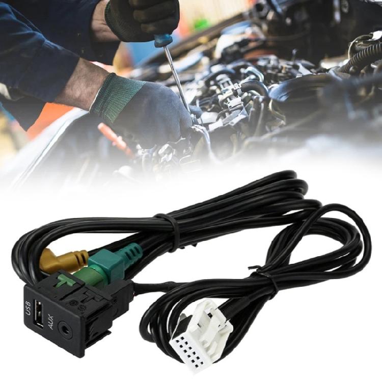 Easy Installation USB AUX Switches Plug with Cable Replacement AUX USB Switches Port Socket & Cable for B6 B7 RCD510