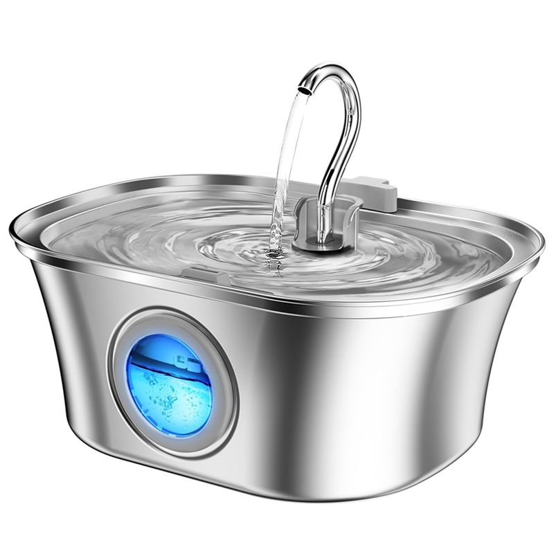 M-Modern-Cat Water Fountain With Water Level Window,Stainless Steel Automatic Pet Water Fountain,Dog Water Dispenser Durable ,US