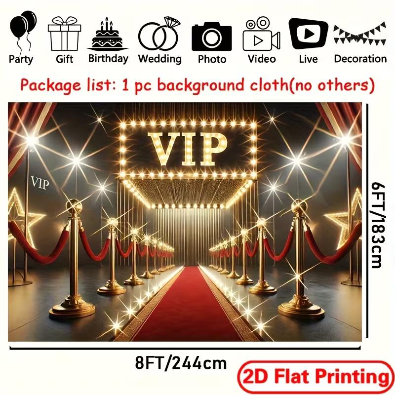2D Hollywood VIP Entrance Background Cloth Red Carpet Party Photo Prop