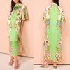 Summer Print Positioning Satin Slit Maxi Dress for Women