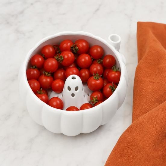 Swirl Bowl with Ghost Decor Halloween Bowl Center Berry Wash 360 Degree Rotating