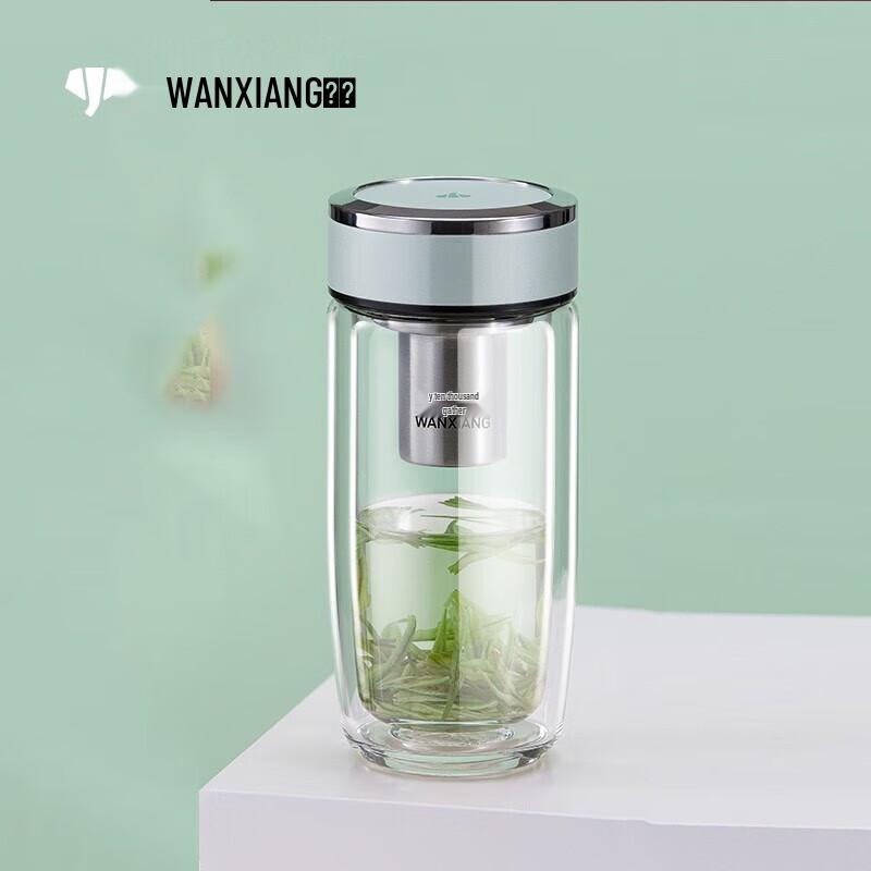 WANXIANG Double Wall Borosilicate Glass Tea Infuser Mug