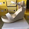 Fashion Beige Heeled Sandals Comfort Shoes for Women Open Toe Buckle Strap Clogs Wedge Large Size Black Peep Velvet Low Fashion Platform